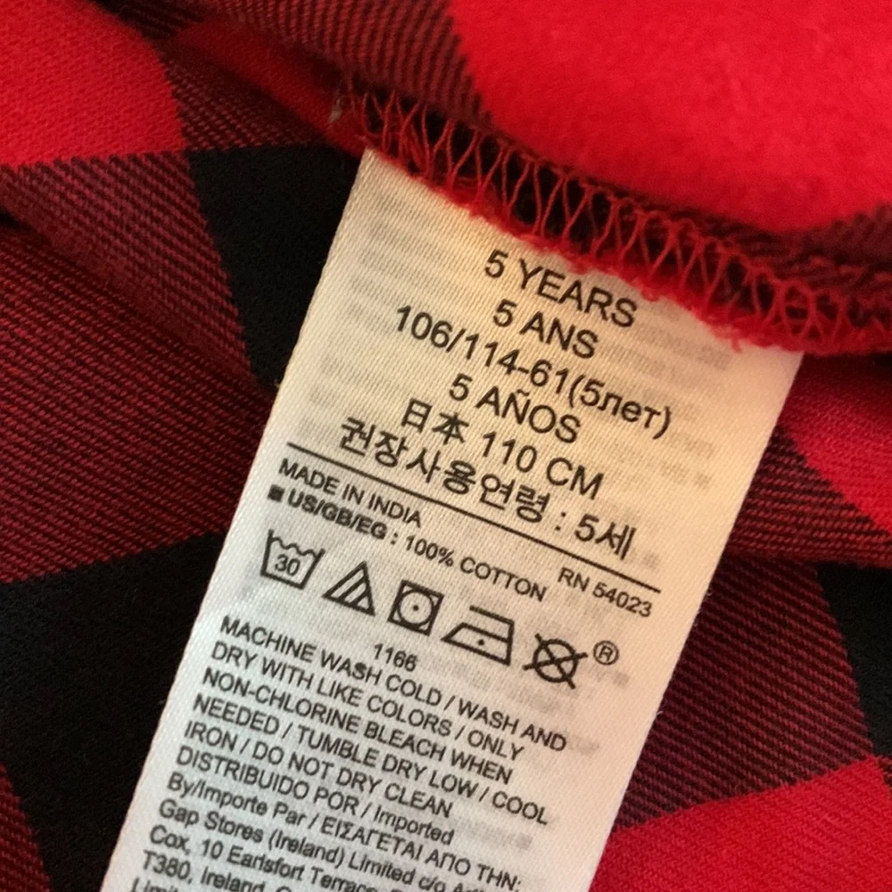 Gap Girl’s Buffalo Plaid Dress 5 Red & Black EUC